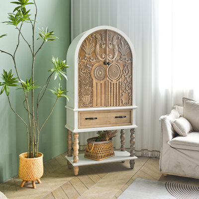 Arched Flower Carved Door Accent Sideboard Cabinet by Bungalow Rose