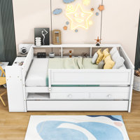 Joset Twin Size Daybed with Twin Trundle,Desk, USB Charging by Harriet Bee