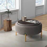 Chynna Upholstered Round Storage Ottoman by Everly Quinn