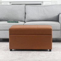 31 Inches Pu Faux Leather Storage Ottoman Bench by Ebern Designs