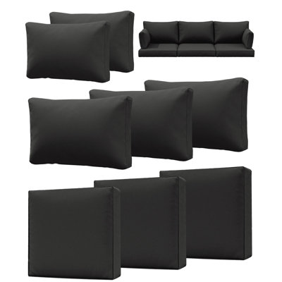 Outdoor 4" Thick Replacement Cushion Set Seat/Back Cushion (Set Of 3 Seats , 3 Backs , 2 Short Backs) by Hokku Designs