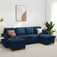 U-shape 2-in-1 Sleeper Sofa Pull-Out Couch with USB Charging by Latitude Run