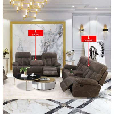 Microfiber 2-Piece Living Room Recliner Set Sofa And Loveseat by Ebern Designs