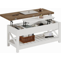 Coffee Table Lift Top, Multi-Function Convertible Coffee Table With Storage And Hidden Compartment, Coffee Table Converts To Dining Table For Living R by Longshore Tides