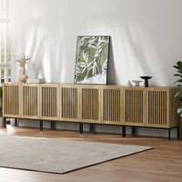 Storage Cabinet,126" Farmhouse Buffet Cabinet With Metal Base And Adjustable Shelves,sideboard Coffee Bar Cabinet With 8 Doors For Dining Room,living