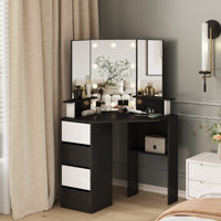 42 Inch Corner Vanity Mirror With Lights by Ebern Designs