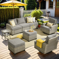 Tommy 7 Person Wicker/rattan Sofa Seating Group With Cushions