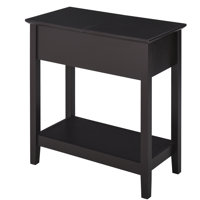 Homcom Narrow End Table With Flip Top And Storage Cabinet: Dark Coffee Side Table With Bottom Shelf For Living Room by Winston Porter