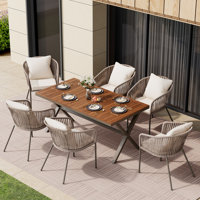 7 Pieces Patio Dining Set, All-Weather Outdoor Furniture Set with Dining Table and Chairs by Corrigan Studio
