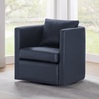 Riona Midnight Swivel Barrel Chair by Latitude Run