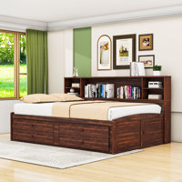 Full Wood and MDF Captain Bed with 4 Drawer Storage, Cabinets and Shelves by Red Barrel Studio