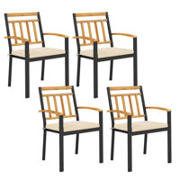 Patio Dining Chairs Set Of 4 Metal Outdoor Chairs With Removable Padded Cushions by Latitude Run