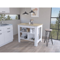 Courson Kitchen Island 2-Tier Shelf 40" Width And Large Work by Ebern Designs
