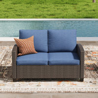 Outdoor Wicker Loveseat | All-Weather Durable for Patio/Balcony/Terrace | Modern Design with Cushions by Winston Porter
