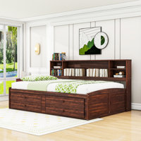 Full Wood Captain Standard Bed with 4 Drawer and 2 Cabinets by Red Barrel Studio