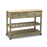 Winston Porter Kitchen Island, Kitchen Island on Wheels, Two-Tier Open Shelf Kitchen Island