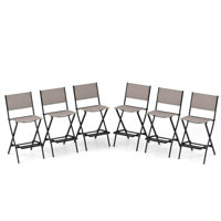 Set Of 6 Outdoor Bar Chair Folding Bar Height Stool With Metal Frame Coffee