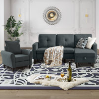 79.14" 3-Piece Living Room Set with Storage Bags and Storage Ottoman by Winston Porter