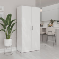 Tall 2-Door Storage Cabinet w/ Shelves - White Utility Organizer - W29"