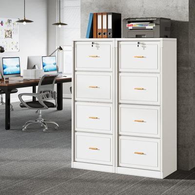 4-drawer File Cabinet, Vertical Filing Cabinet With Lock, Wood File Cabinet For Home Office by Latitude Run