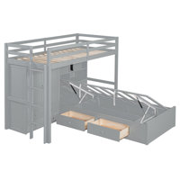 Karenda Bunk Bed Platform Bed With Wheels, Pine Wood And MDF by Harriet Bee