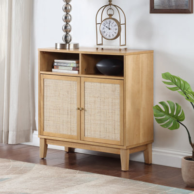W31 In. Wood Storage Cabinet With Adjustable Shelf And 2 Rattan Doors by Bay Isle Home