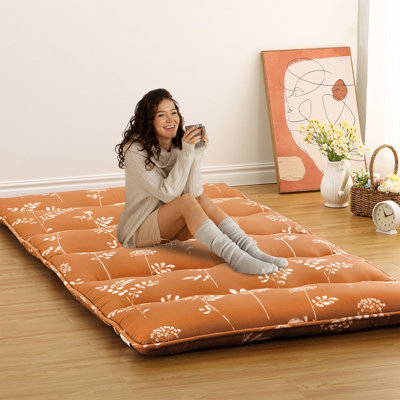 Printed Japanese Futon Mattress, Foldable Floor Sleeping Bed, Tatami Mat for Camping, Guest Room by East Urban Home