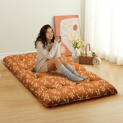 Printed Japanese Futon Mattress, Portable Tatami Mattress Mat Floor Lounger Bed by East Urban Home