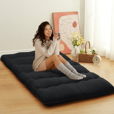 Portable Japanese Futon Mattress, Floor Lounger Bed, Tatami Mat Sleeping Pad for Camping, Guest Room by Ebern Designs