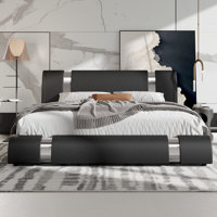 Platform Bed Frame With Iron Pieces Decor And Adjustable Headboard by Ivy Bronx