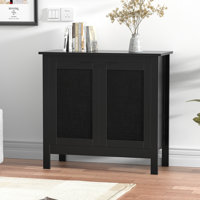 Verada Accent Cabinet 2-Door Black Rattan Storage Cabinet by Winston Porter