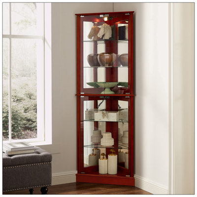 Corner Curio Dispaly Cabinet with Lights by Lark Manor