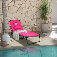 Beach Chaise Lounge Chair With Face Hole And Removable Pillow by Arlmont & Co.