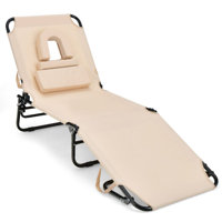 Beach Chaise Lounge Chair With Face Hole And Removable Pillow by Arlmont & Co.