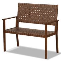 Patio Loveseat All Weather Bench With Solid Rubber Wood Frame&hand Woven Pu Leather by Ebern Designs