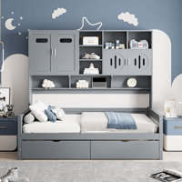 2 Drawers Daybed With Bookcase And Cabinet by Red Barrel Studio