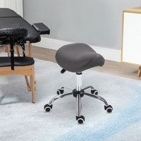 Ergonomic Rolling Saddle Stool PU Leather Hydraulic Spa Stool Height Adjustable Swivel Drafting Medical Salon Chair, by Inbox Zero