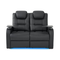 Leather Home Theater Seating Movie Theater Chairs Theater Recliner Sofa with Cup Holder by Orren Ellis