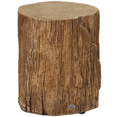 HOMCOM Tree Stump Stool, Decorative Side Table With Round Tabletop, Concrete End Table With Wood Grain Finish,  Indoors And Outdoors, Natural by Loon Peak