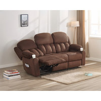 Modern Recliner Sofa, Cozy 3 Seater Recliner With Dual Wingback, Plush Fabric Reclining Couch With , Recliner Sofas For Living Room by Ebern Designs