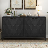 Luxurious Four-Door Sideboard With Honeycomb Patterned Doors, Offering Ample Storage For Study,Entrance And Living Room