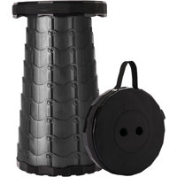 Upgraded Foldable Stool Thickened, Portable Collapsible Stool Retractable Stool For Fishing, Hiking Tours, BBQ, Parties, Outdoor Activities (Black) by Arlmont & Co.
