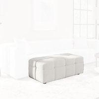 Nuss Boucle Upholstered Rectangular Ottoman Off White
