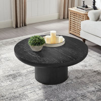 Wood 35.98" Round Coffee Table with Cylindrical Leg by Latitude Run