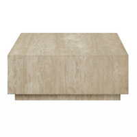 Lavaris Square Coffee Table in Beige Travertine by Hokku Designs
