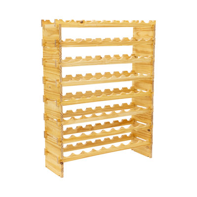 72 Bottle Stackable Modular Wine Rack, 8-Tier Solid Pine Wood Storage Rack by Rebrilliant