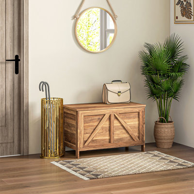19" Farmhouse Storage Chest Organizer, Brown Oak by Gracie Oaks