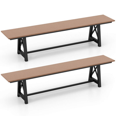 2 Pcs Patio 72 " Extra Long Bench Outdoor Long Chair For 4 Weatherproof Hdpe Seat by Gracie Oaks