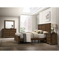 4-Pieces Traditional Wood Panel Bed with Dresser, Mirror, Nightstand by Alcott Hill
