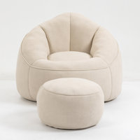 Soft Bean Bag Chair with Footstool Bean Bag Sofa Floor Sofa Floor Chair Large Bean Bag Chair by Trule